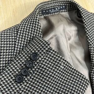 Hugo Boss Men Blazer Sport Coat 42R Wool Houndstooth Single Breasted Made in USA